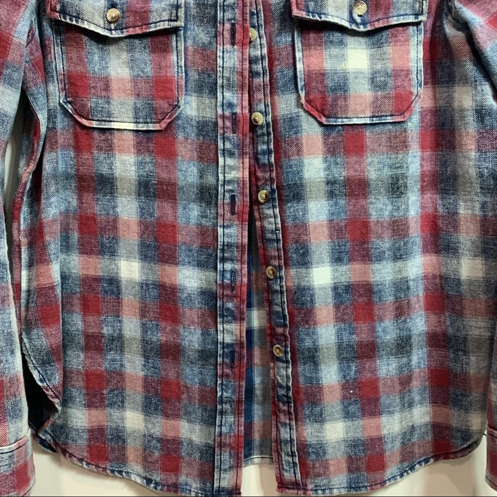 BDG Blue and Red Plaid Button Down - Picture 3 of 6